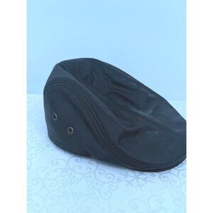 Vemolla Black Leather Newsboy Flat Cap‎ Ear Flaps Polyester Lining